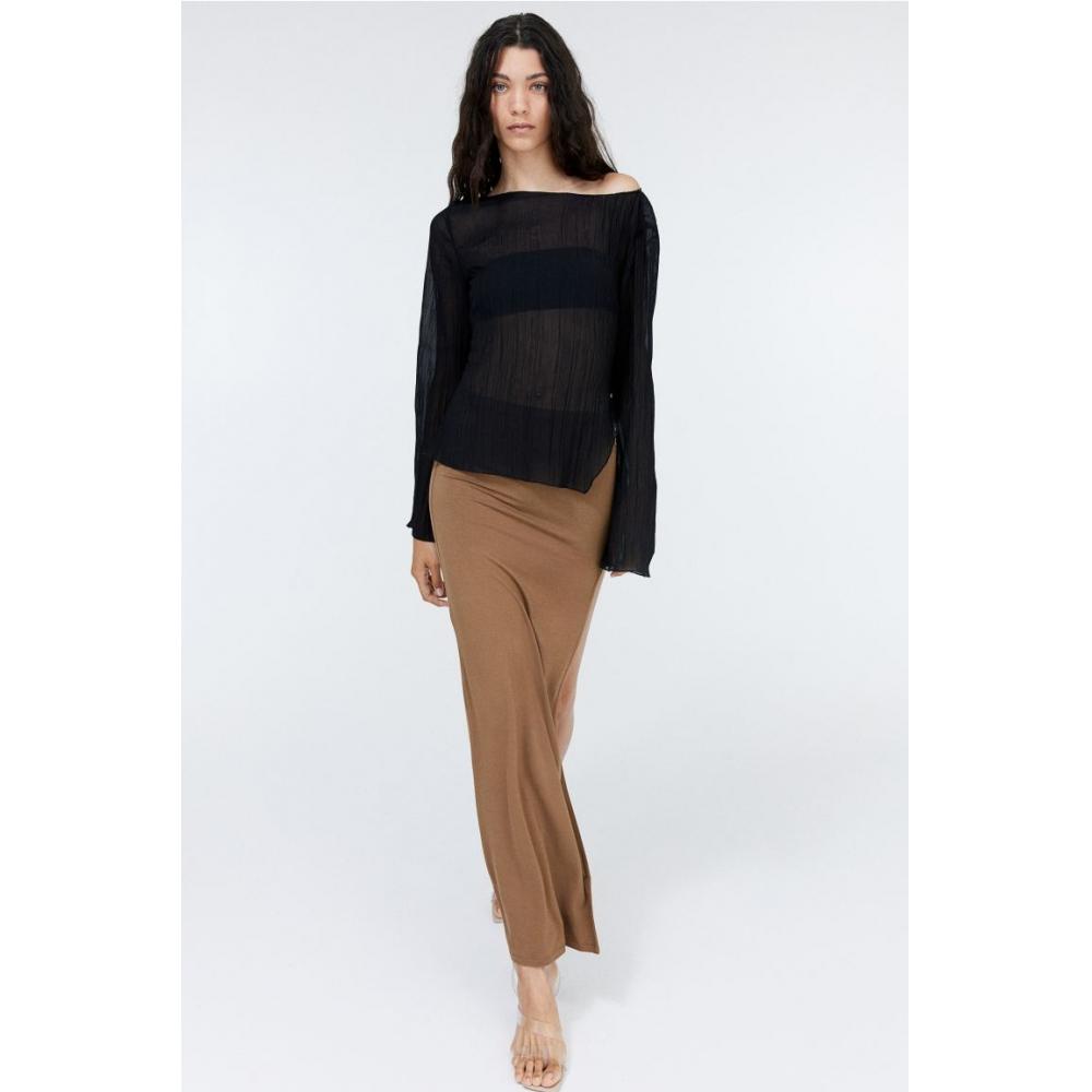 

HM Overlock Detail Crinkle Top черный