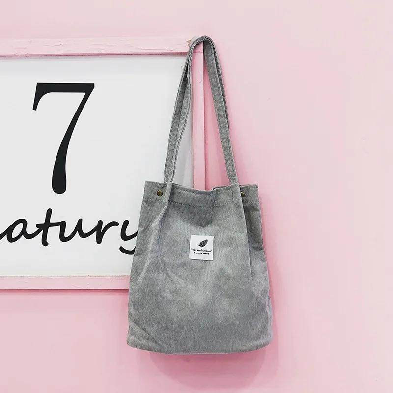

Corduroy Bag for Women Shopper Handbags Environmental Storage Reusable Canvas Shoulder Tote Bag School Bags Girl Christmas Gift