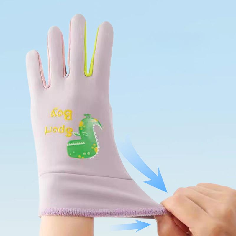 Winter Children's Gloves Cartoon Dinosaur Fluorescence Cycling Kids Warm Sports Skiing Windproof Waterproof Boys Girls Gloves