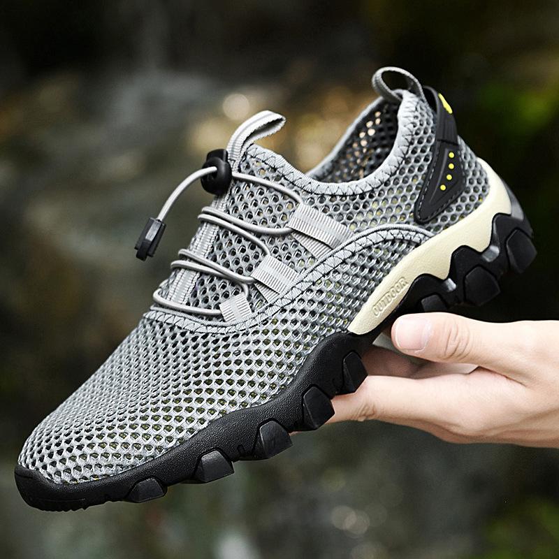 

Large size men s shoes summer breathable mesh shoes sports and leisure shoes men s mountaineering shoes travel hiking shoes mesh shoes 46 серый