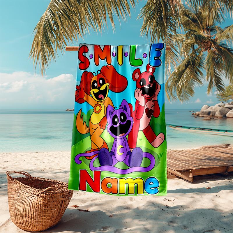 Personalized Customized Proof Beach Towel with Smiling Critters Pattern - Soft, Absorbent,quick-drying,perfect Swimming,camping&bathing
