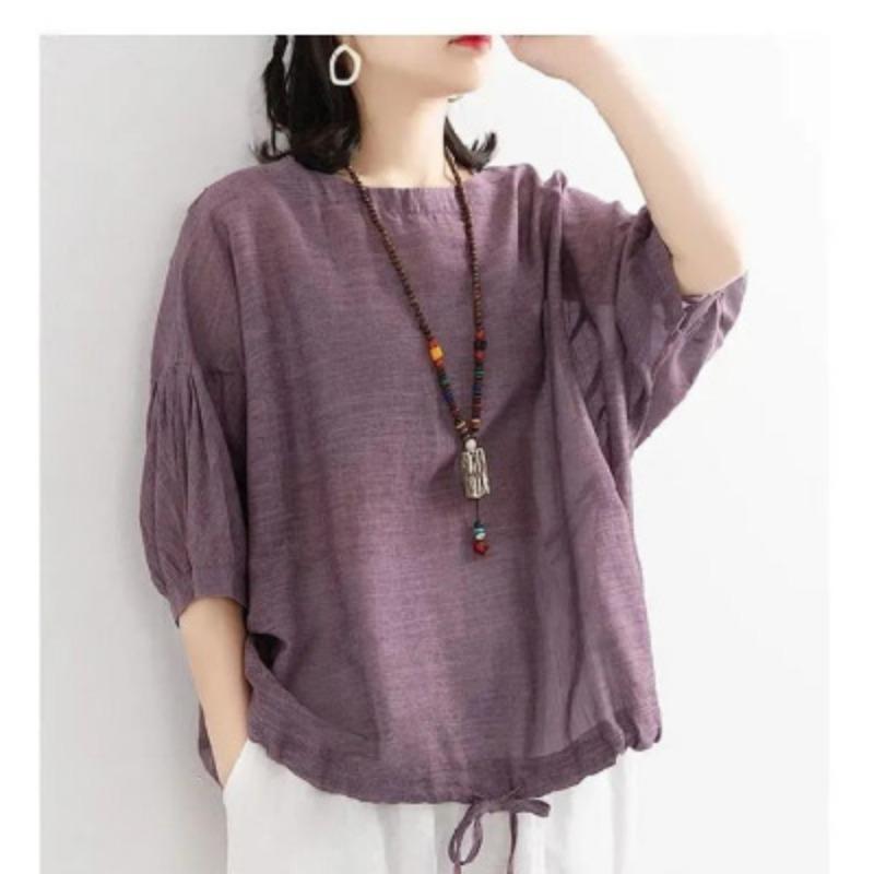 Casual Loose-Fit Top with Gathered Hem and Drawstring