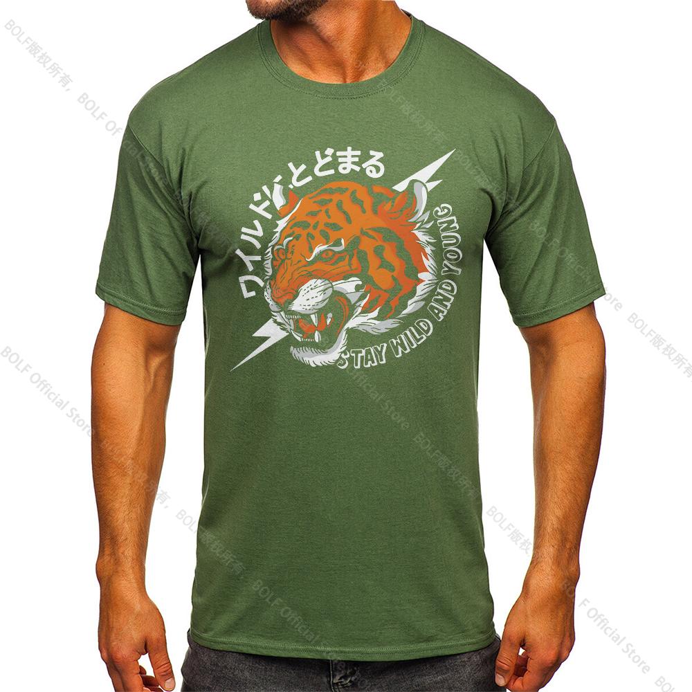 Men's Tiger Printed Vintage T-shirt Sport 100% Cotton Funny Tees for Men Women Sportswear Tops