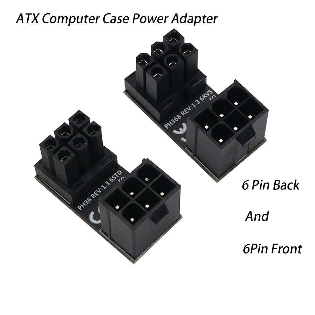 WLGQ ATX 6-pin Standard Reverse Type GPU Power Adapter, ATX Female-Male with 180-degree Angle for Desktop Graphics Cards