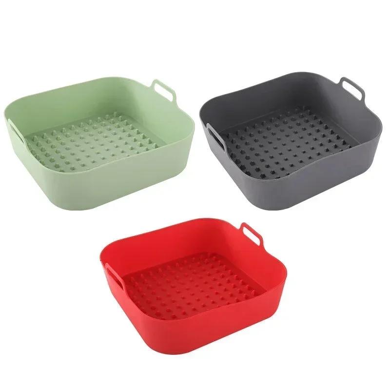 Reusable Airfryer Pan Liner Accessories Silicone Air Fryers Oven Baking Tray Pizza Chicken Airfryer Non-stick Silicone Mould