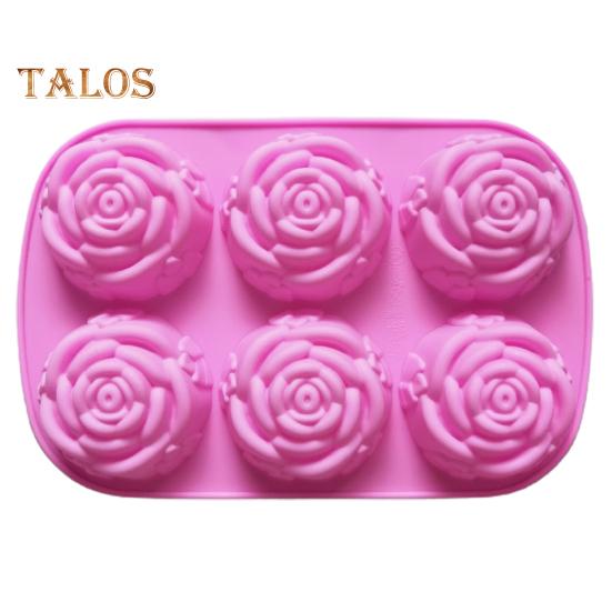 

Форма для торта, гибкая антипригарная силиконовая форма в форме розы, 6 сеток, форма для шоколада, желе для домашней кухни розовый