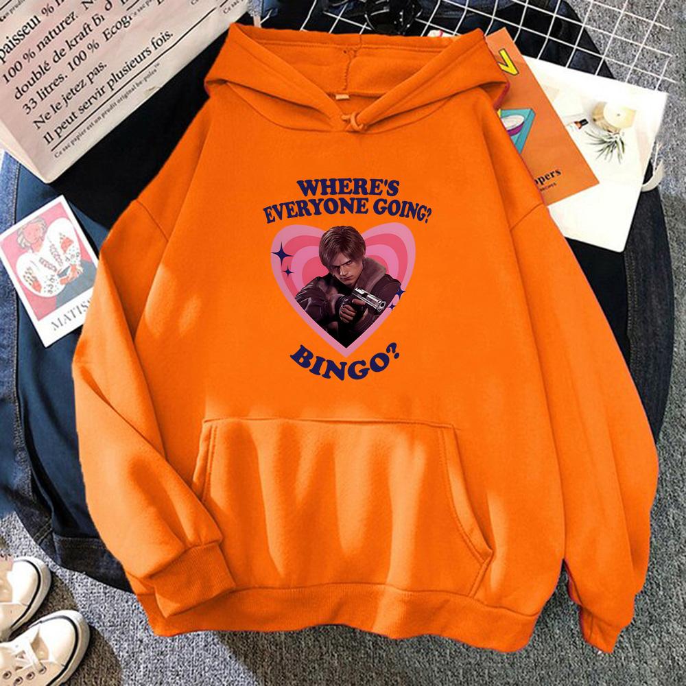 Leon Kennedy Where's Everyone Going? Bingo? Hoodies Leon Kennedy High Street Sweatshirt Casual Clothes Unisex Pullover