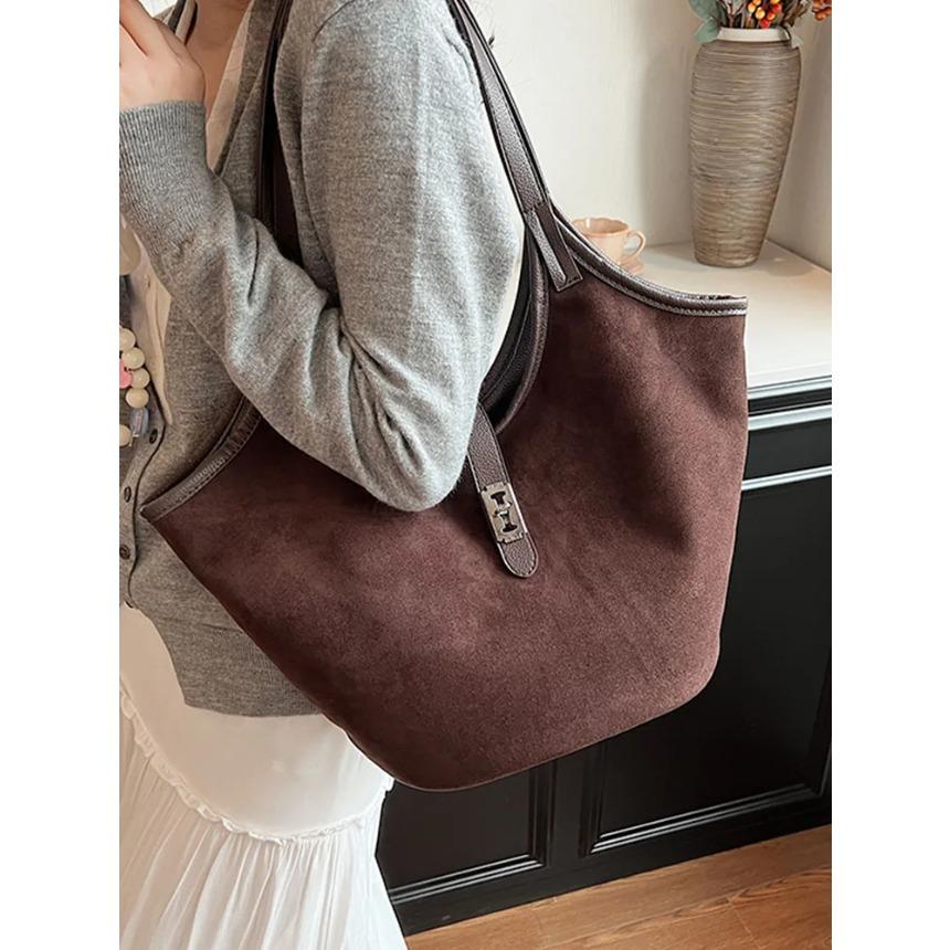 Autumn Winter Vintage Faux Suede Women Bag  New Large Capacity Commuter Handbags Female Casual Shoulder Bags