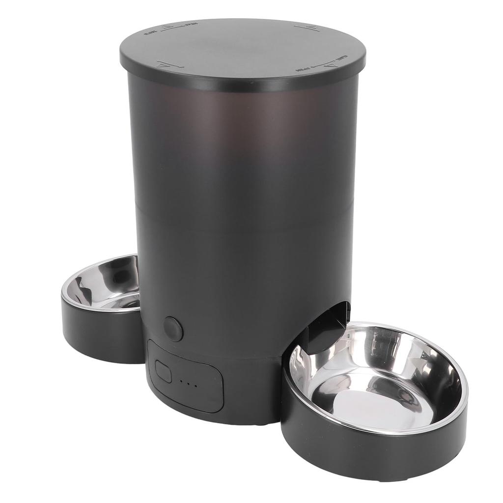 Automatic Cat and Dog Food Dispenser for 2 3L Timed Smart Food Dispenser with Voice Remote Dual Power Dual Bowl for Dry Food Cats, Cat/Dog Reminder,