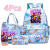4Pcs/set Anime K-Pop Demon Hunters Printed Backpack Handbag Pencil Case with 750Ml Water Bottler for Teenager Boy Girl Large Capacity  Schoolbag