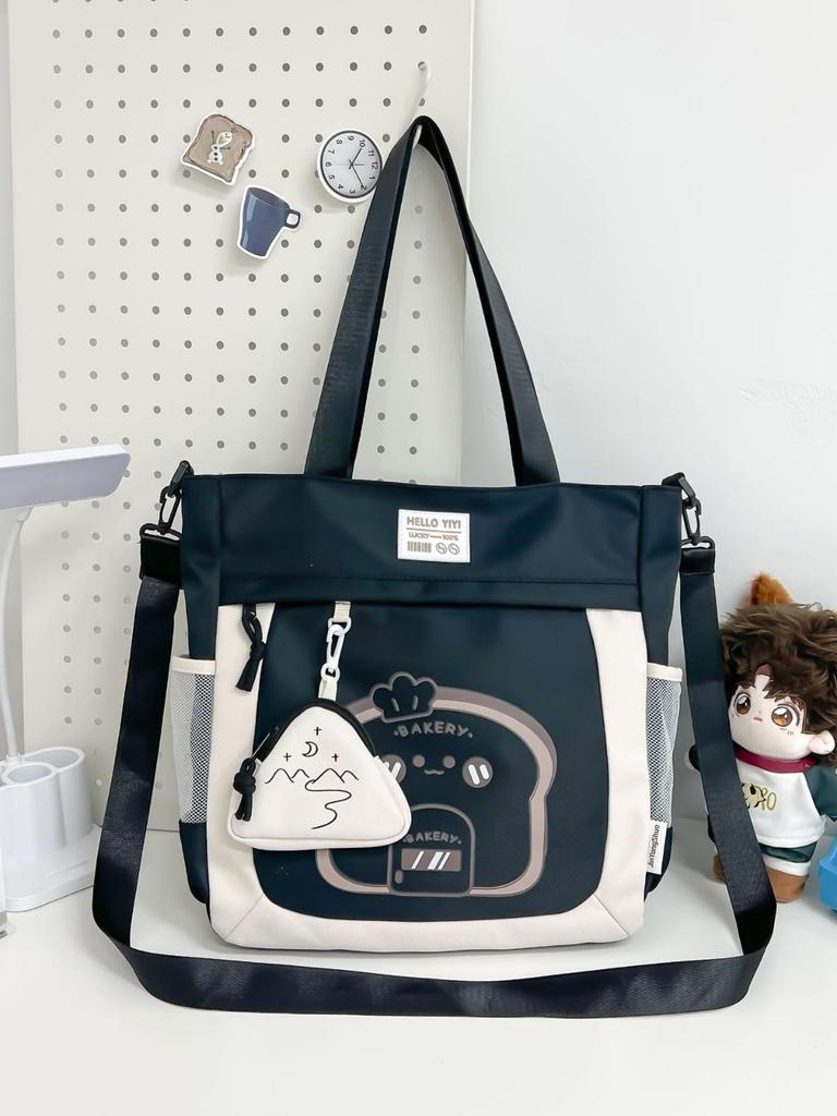 Borsa a tracolla versatile di grande capacità in tessuto Oxford per bambine della scuola elementare