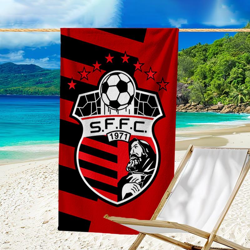 Soccer Team Crest Design Printed Beach Towel, Super Soft Microfiber, Perfect Gift Birthday, for Pool, Beach, Travel, for family and friends