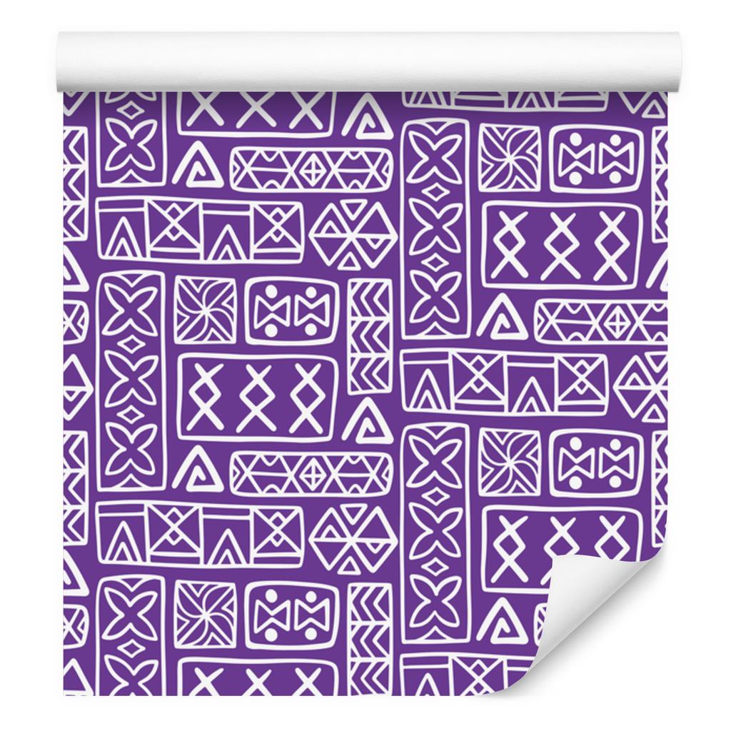 Polynesian Geometric Pattern Wallpaper Purple and Lavender 50x1000