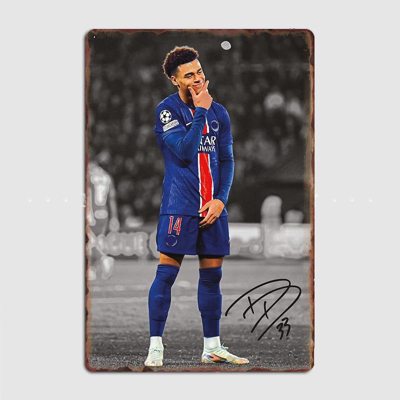 Désiré Doué Fußballspieler Retro Poster Metallschild Poster Bar Innenraum Schlafzimmer Wandkunst Heimdekor Raumdekoration