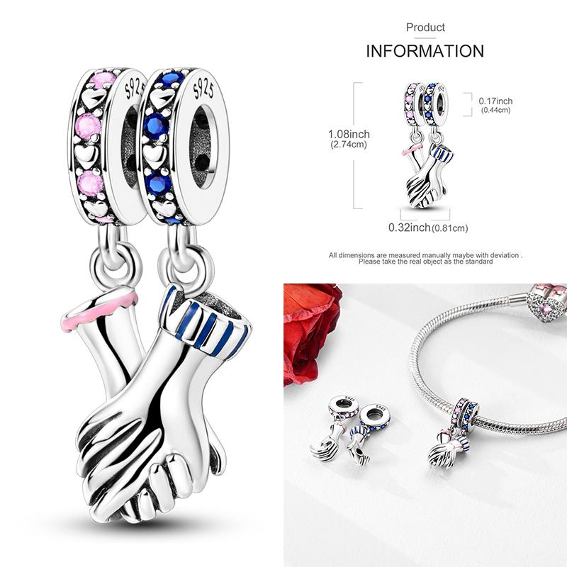 Copper Boy Girl Couple Lovers Beads Charms Zirconium Dangle Fit Original Bracelet Charms Jewelry Women Diy