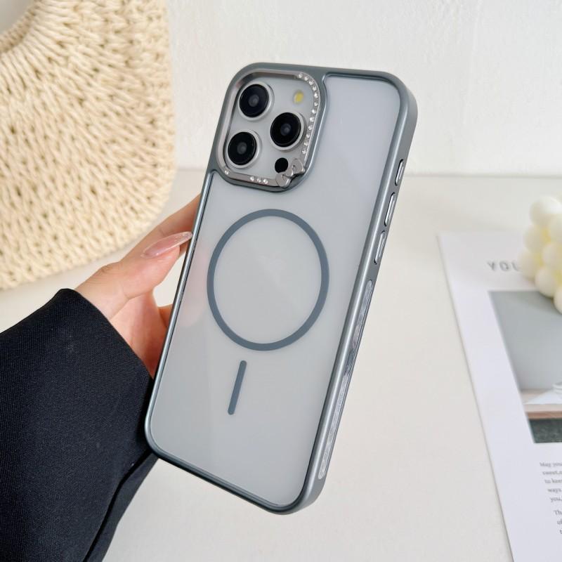 

Skin Feel Fine Circle Magnetic Suction Suitable IPhone 17 Promax Phone Case Apple 16 Bow Set Diamond Lens Protection iPhone 15 Pro Max
