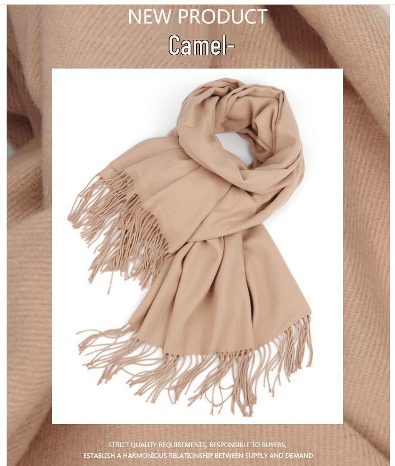 Women's Imitation Cashmere Winter Scarf - Thick Solid Color, Versatile Men's Shawl, Cashmere Wool Blend