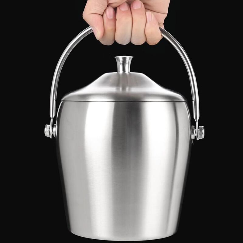 Portable Stainless Steel Ice Bucket with Tongs