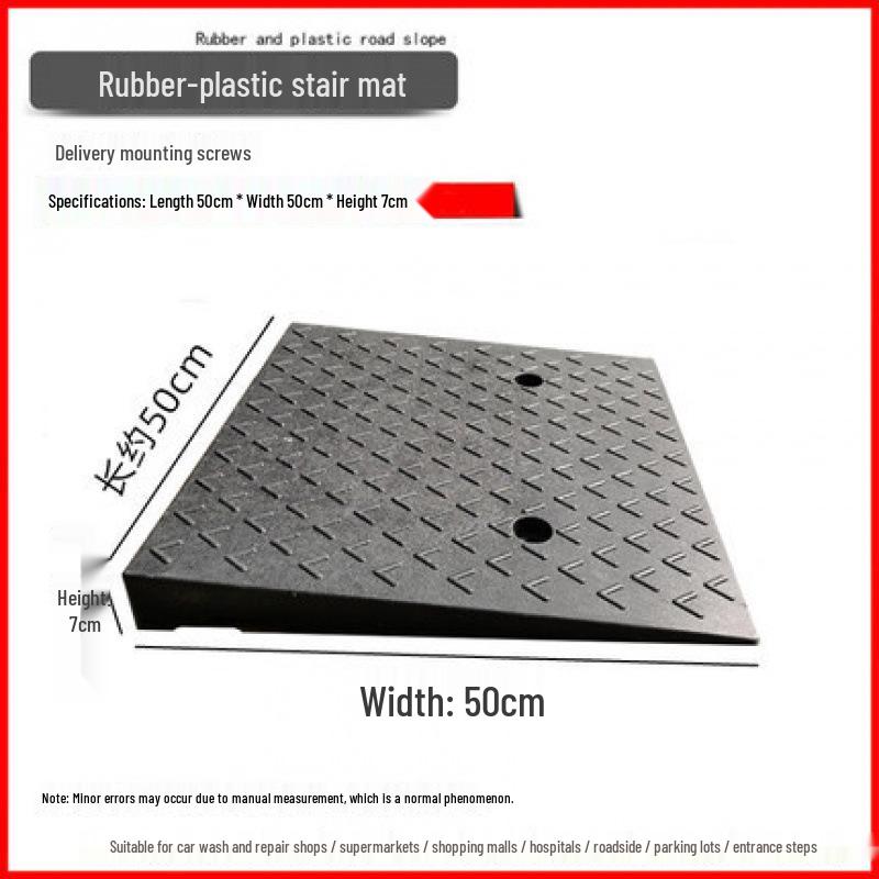 Rubber-Plastic Car Ramp: Slope Mat, Curb Edge, Uphill Climb, Triangle Speed Bump