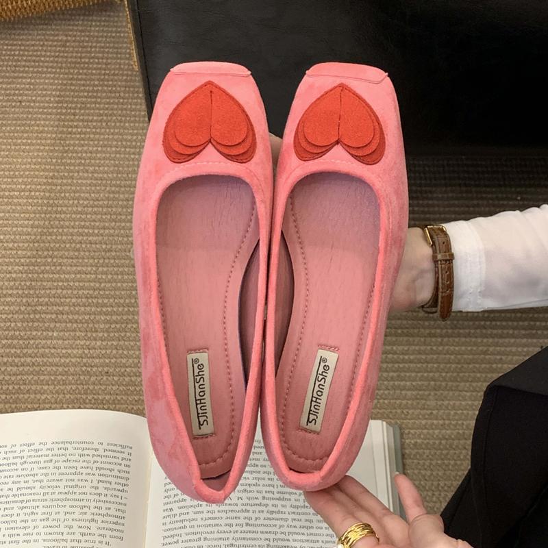 

Модные женские туфли SUOJIALUN 2025 Осень Модные низкие туфли-лодочки с неглубоким вырезом, на низком клиновидном каблуке, для улицы, для платья, балетки 39 розовый