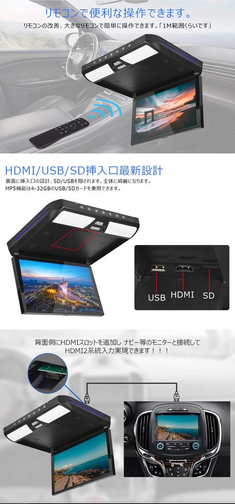 Monitor for Toyota Hiace 200 Series 2 HDMI Compatible with 1080P Video External and 11.6-inch Flip-down Vehicles, 19201080 Resolution, Inputs,