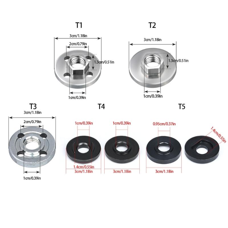 10pcs High Strength Alloy Grinder Flanges For 100mm Angled Grinders Rustproof Multiple Size Universal With Hex Nut Design