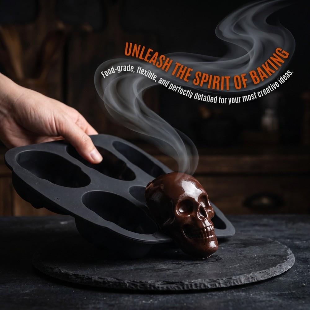 Elasticity Skeleton Head Cake Mold Food Grade Silicone Skull Baking Mold Skull Cake Pan Halloween