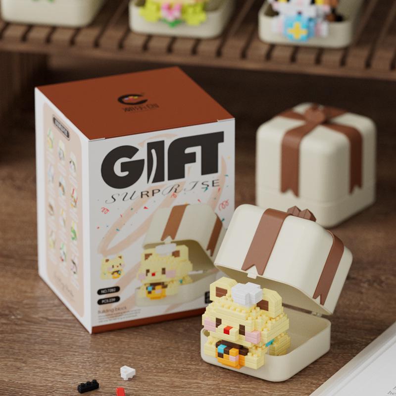 LEGO Compatible Red Panda & Rabbit Plush Ornament Building Set - Cute Pet Gift & Educational Toy for Kids