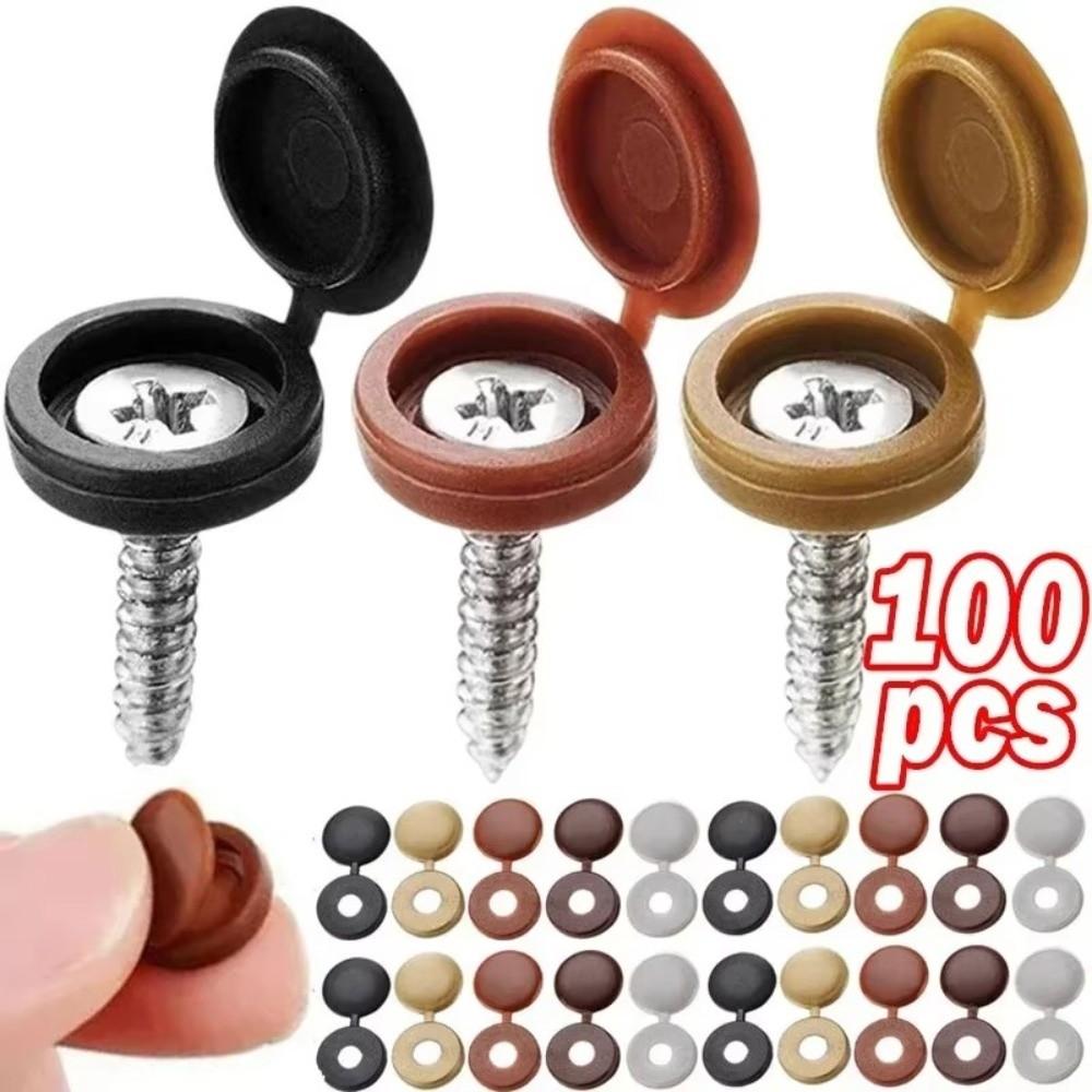 100PCS DIY Screw Protective Covers Universal Fit Fold Snap Cap Fixing Caps Furniture Hardware