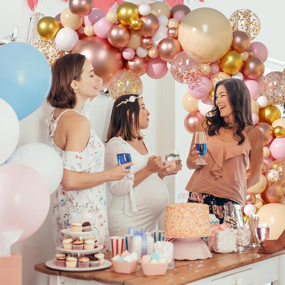 Rose Gold Balloons Garland Nude Pink White Gold Confetti Balloon Arch Kit Baby Shower Wedding Anniversary Birthday Party Decor