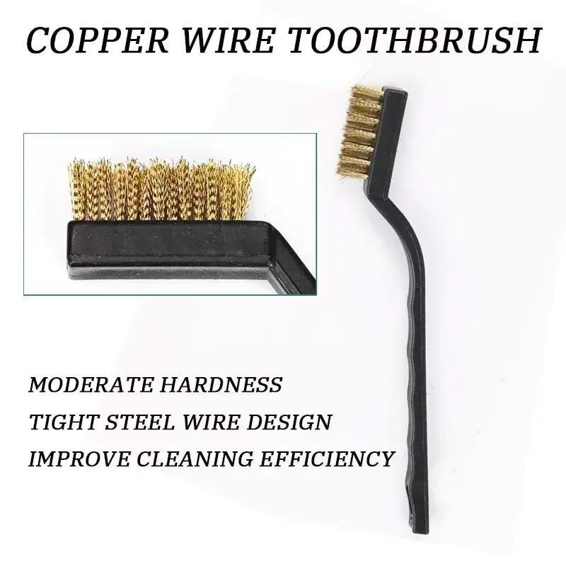 6/12 Pcs Industrial Mini Wire Brushes, Stainless Steel & Copper Bristles for Hard Dirt Cleaning, Heavy Duty Cleaning Tool