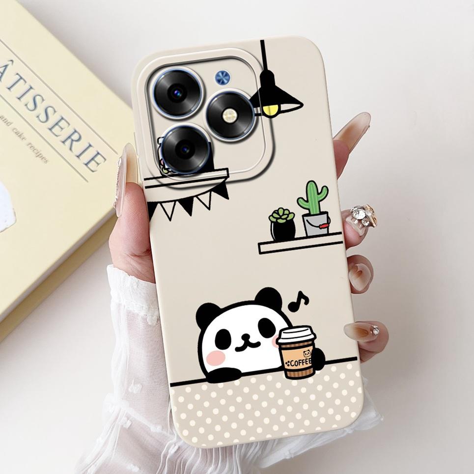 For Cover Tecno Spark Go 2024 Lovely Panda Funny Animals Meme Funda Etui For Tecno SparkGo 2024 Soft Liquid Silicone BG6 Cases