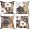 Bloemenpatroon Kussenhoezen Set Van 4 In Bruin En Wit Polyester kussensloop, bank decoratief kussenhoes Hoofdbord Kussen