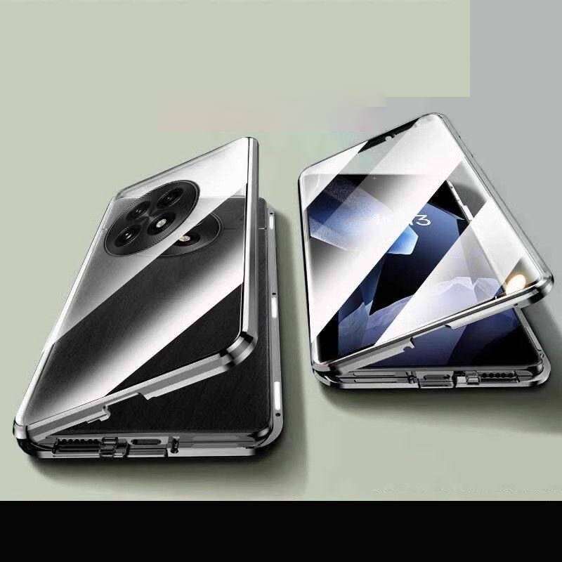 Magnetic Case for OnePlus 13T 13 12 Ace5 Pro with Metal Frame Double Sided Tempered-Glass Full Lens Protection Cover Phone Bumpers