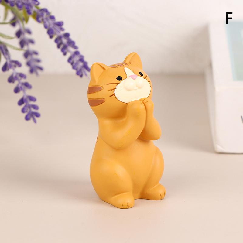 1Pc Japan Style Glasses Mobile Phone Holder Stationery Desktop Cat Decoration Collectible Home Decor Resin Craft Ornaments