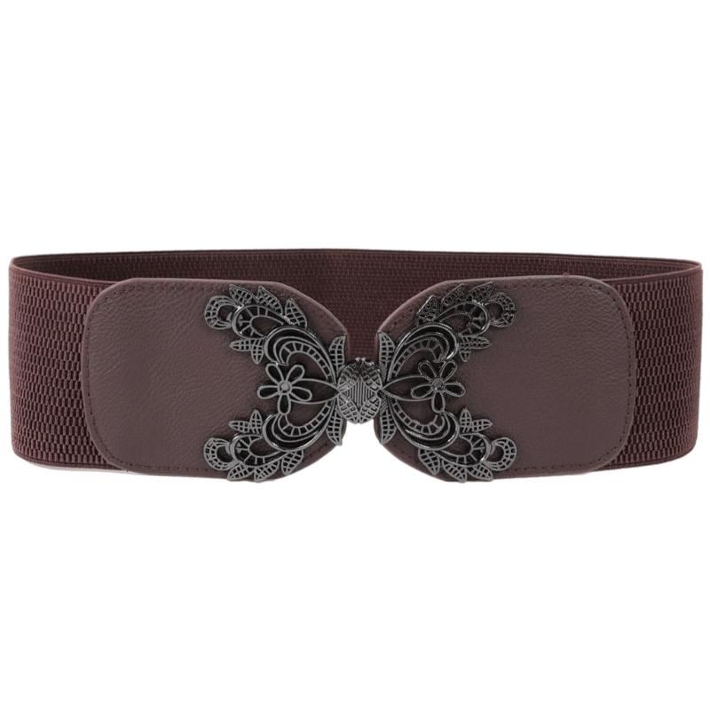 PU Leather Waistband Elastic Waist Cincher for Women Girls Stylish Wide Belt Waist Ornament for Fashionable Lady
