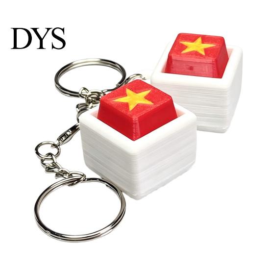 Tactile Mechanical Switch Clicker Five-Star Red Flag Keyboard Fidget Toy, 3D Printed Decompression Button Fun Desk Toy for Stress Reduction Keychain,