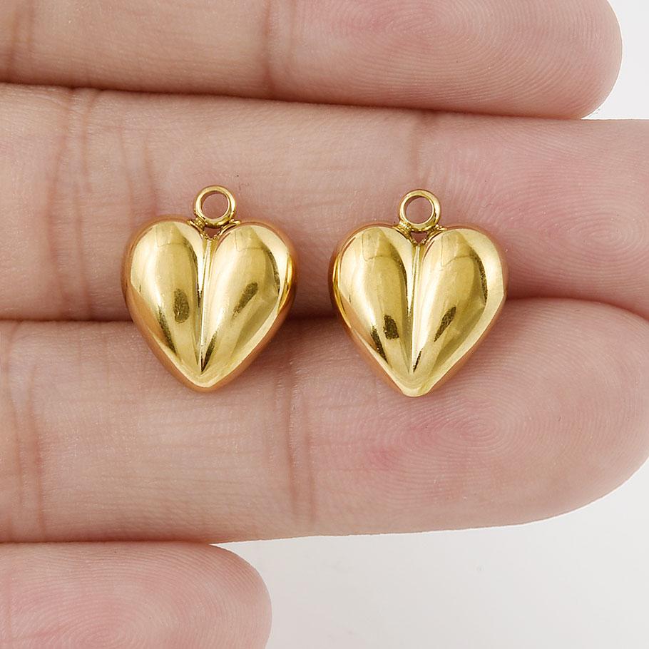 6pcs 13/15/16/29mm Fashion Heart Charm Stainless Steel Charms For Jewelry Making Supplies Handmade Earring Bracelet Love Pendant