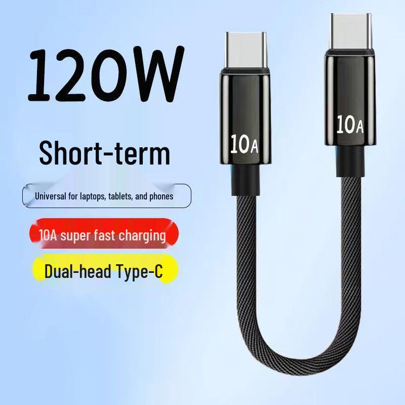 Dual Type-C 120W Fast Charging Cable for Apple 15, Huawei Honor, and Laptops