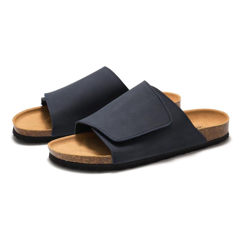 Ruizu Herren-Kork-Hausschuhe: Trendige Strand-Flip-Flops aus mattiertem Leder für Studenten