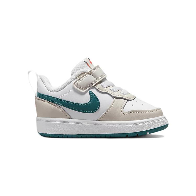 Nike Court Borough Abrasion Resistant Low Top Skateboard Shoes Gray White Green Infant And Toddler BQ5453-017