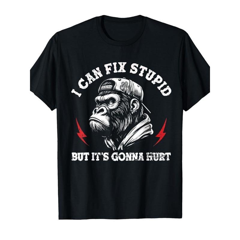 European sizes Men S Humorous Vintage Graphic Tee Featuring a Gorilla And Wrench Design, Perfect for Enthusiasts And Mechanics S чёрный