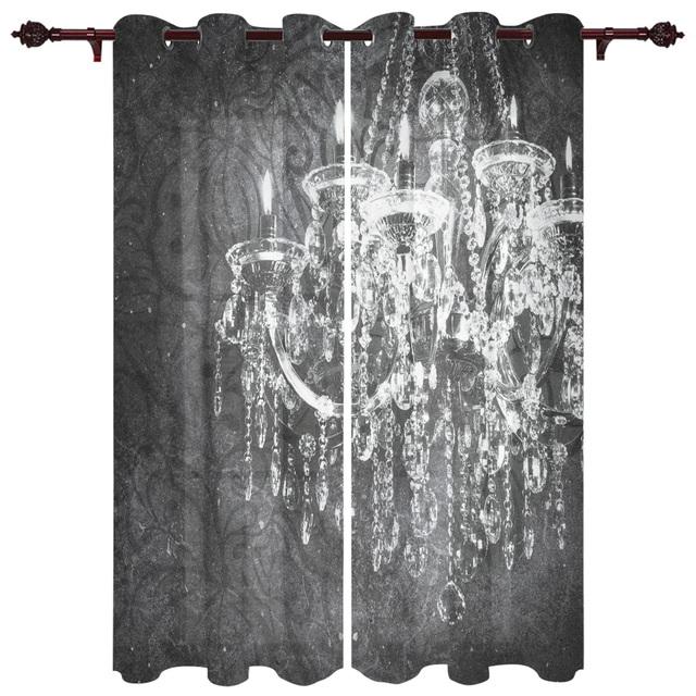 Black And White Chandelier Curtains for Bedroom Kids Room Living Room Window Curtain Luxury Curtains for Kitchen