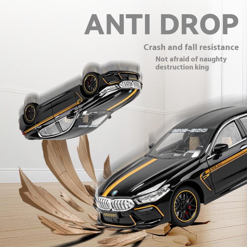 Similation 1/24 Scale BMW M8 Supercar Alloy Car Model , Sound and Light Pull Back Die Cast Children's Toy Collectibles Birthday Gift