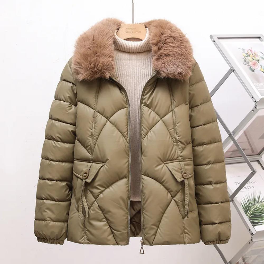 

Женская зимняя куртка с хлопковой набивкой, пуховик, утолщенный меховой воротник, короткая теплая стеганая куртка XXXXXL