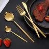 30Pcs Cutlery Set Stainless Steel Knife Fork Tea Spoon Dinnerware Set Western Golden Flatware Mirror Polishing Silverware Set