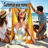 Personalisierter Marilyn Monroe Strandtuch mit individuellem Namen, für Reise, Camping, Strandparty, Heimdekoration, Geburtstagsgeschenk für Familie & Freunde