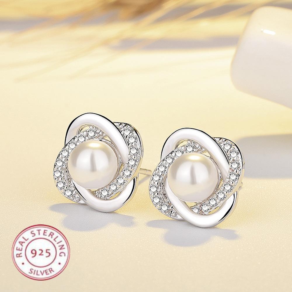 

New 925 Sterling Silver Earrings High Quality Sparkle Zircon for Women Fashion Jewelry Wedding Engagement Party Gifts