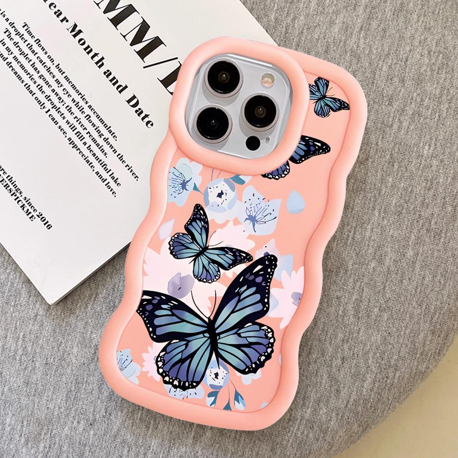 Soft Phone Cover Case for iPhone 11 13 16 Pro Max 14 17 Air XR 12 15 Plus 8 INS Retro Butterfly