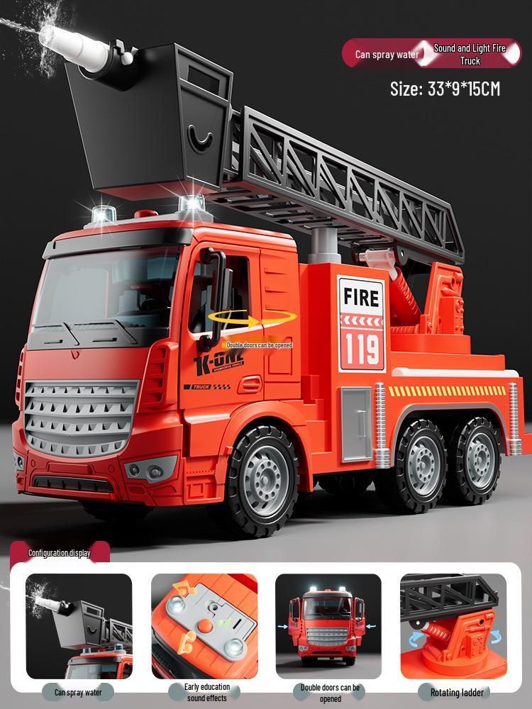 Children's Large Firefighter Truck Toy: Water-Spraying Alloy Model for Boys & Girls